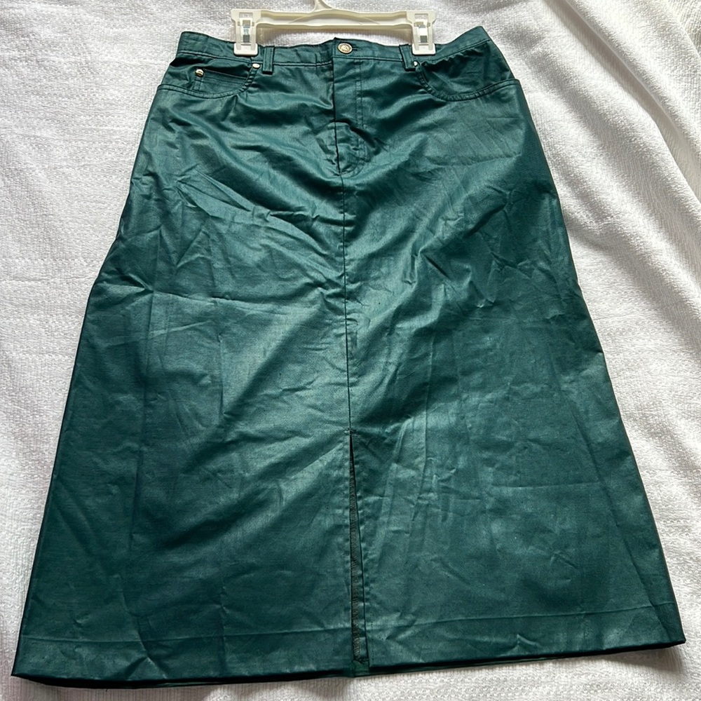 Vintage Teal Anne Klein Jeans Shimmery A-Line Skirt Fits Like Size 8